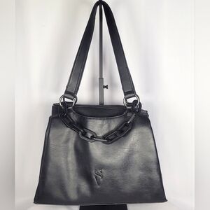 Simply Vera Vera Wang Black Chain Shoulder Bag Faux Leather Handbag